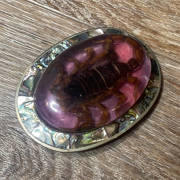 VINTAGE SCORPION AND ABALONE BUCKLE - Picture 1 of 4
